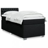 VidaXL Pat box spring cu saltea, negru, 90x200 cm, textil