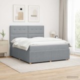 Cumpara ieftin Pat boxspring cu saltea Gri deschis 160 x 200 cm Tesatura