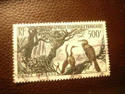 Serie 1 valoare Africa Ecuatoriala Franceza 1953 ,Posta Aeriana ,500fr stampilat foto
