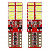 Bec de pozitie tip LED Canbus, T10 W2.1x9.5 W5W, 12-24V 2.2W, 20 SMD 4014 , culoare alb , AMIO, set 2 buc