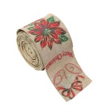 Panglica Decorativa pentru Craciun, Flippy, Ornament pentru Brad de Craciun, Pretreceri, Panglica cu Design Floare Rosie si Merry Christmas, 200 x 6.3
