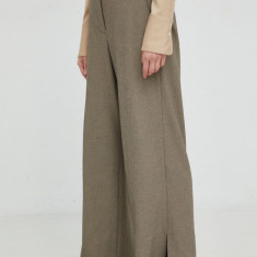 By Malene Birger pantaloni femei, culoarea maro, lat, high waist