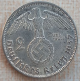 (A652) MONEDA DIN ARGINT GERMANIA - 2 REICHSMARK MARK 1937, LIT. A, NAZISTA