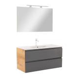 Set mobilier baie suspendat Leziter Vario Pull 100, stejar si antracit