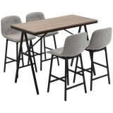 HOMCOM Set de Masa de Bar cu Scaune in Design Industrial, Topping Subtire, 120 cm x 60 cm x 91 cm, Gri deschis | Aosom Romania