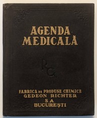 AGENDA VECHE MEDICALA neutilizata Indicatii Medicamente Material Publicitar Reclama Fabrica de Produse Chimice GEDEON RICHTER SA Bucuresti interbelica