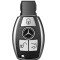 Husa Cheie Auto pentru Mercedes Benz, cu insertii piele, 3 Butoane, Silicon, Silver, Compatibila cu tipurile