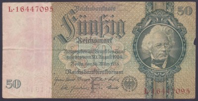 Bancnota Germania 50 Reichsmark 1929 - P182a VF ( vezi descriere ) foto