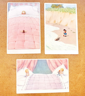 C454-I-Set 3 Carti postale comice cu copii vechi interbelice. Marimi: 14/ 9 cm. foto