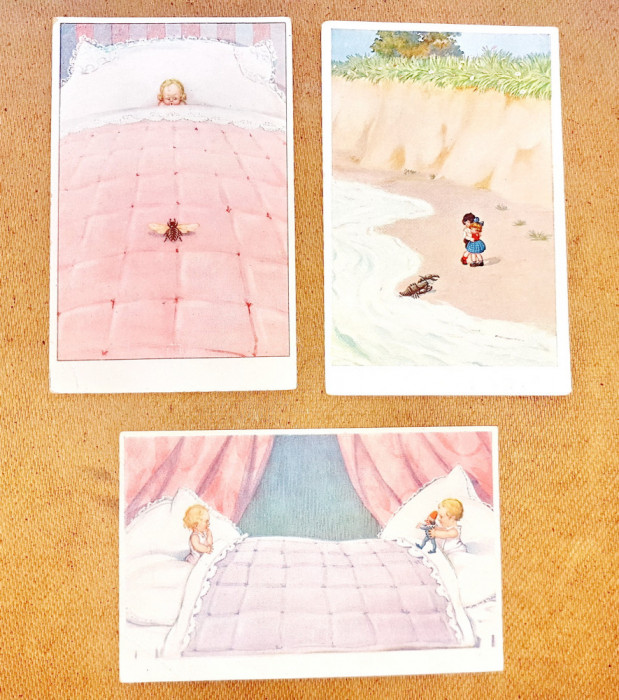 C454-I-Set 3 Carti postale comice cu copii vechi interbelice. Marimi: 14/ 9 cm.