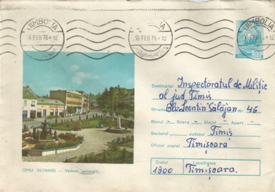 Romania, Cehu Silvaniei, Vedere generala, plic circulat, 1976 foto