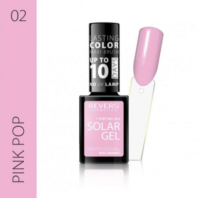 Lac de unghii Solar Gel, Revers, 12 ml, roz, nr 02, pink pop foto