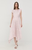Tiger Of Sweden rochie culoarea roz, midi, evazată