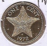 Bahamas 1 Cent 1972 - Elisabeta a II-a, PROOF, Alama, 19,05 mm, KM-16 UNC !!!, America de Nord