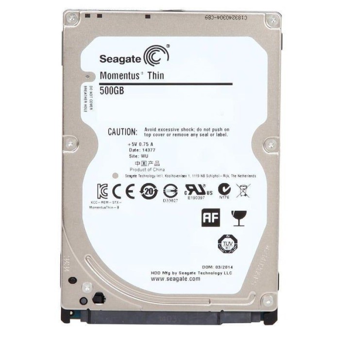Hard Disk Laptop Seagate THIN ST500LM021, 500GB, 7200rpm, 32MB, SATA 3