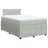 Cumpara ieftin Pat box spring cu saltea, gri deschis, 120x190 cm, catifea