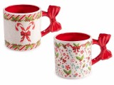 Set 2 cani Craciun ceramica multicolora &Oslash; 9 cm x 9,5 H, 400 ml