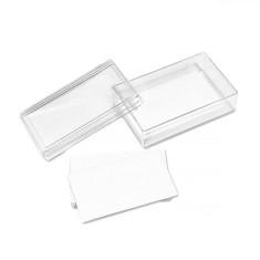 Set Cărți de Vizită cu Husă, 100 Bucăți, Culoare Albă, Dimensiune 9x5.5cm, Husă Plastic Transparentă