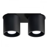 Lampă De Tavan Orbis Negru Din Aluminiu, 2 Becuri Cilindrice Moderne De Interior.