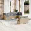 Gossi set canapele de gradina, 9 piese, cu perne, bej, poliratan