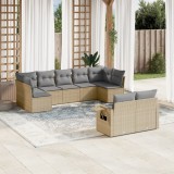 Gossi set canapele de gradina, 9 piese, cu perne, bej, poliratan