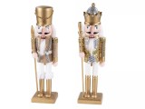 Cumpara ieftin Set 2 figurine Spargatorul de Nuci lemn alb auriu 8.5x8.5x31 cm