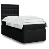 Cumpara ieftin Pat box spring cu saltea, negru, 90x200 cm, textil