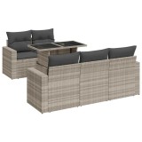 Cumpara ieftin Set canapele de gradina cu perne, 6 piese gri deschis poliratan