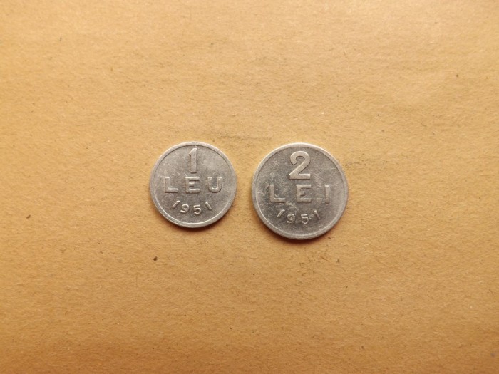Romania - Set 1 Leu 1951 si 2 Lei 1951