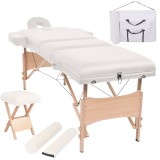 Gossi set taburet si masa masaj pliabile 3 zone, 10 cm grosime, alb
