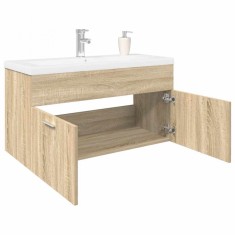 Dulap pentru chiuvetă de baie, lavoar &icirc;ncorporat, stejar sonoma