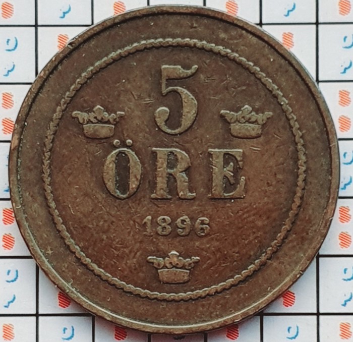 Suedia 5 ore 1896 - Oscar II (large letters) - km 757 - D001
