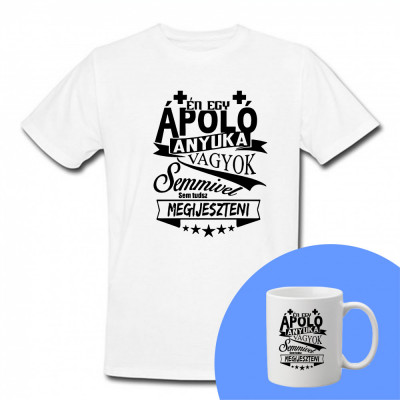 &amp;quot;&amp;Aacute;pol&amp;oacute; anyuka&amp;quot; Set Personalizat &amp;ndash; Tricou + Cană Alb L foto