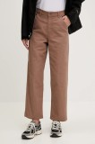 The North Face pantaloni de bumbac Cedar Canvas Work culoarea maro, drept, high waist, NF0A8B9D6IH1