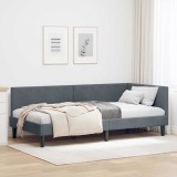 vidaXL Cadru de pat colțar Altele cu headboard Gri &icirc;nchis 90 x 200 cm