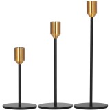 Set 3 suporturi decorative pentru lumanari din metal,tip sfesnic,cu inaltimi de 14,20 si 25 cm,design elegant pentru decoratiuni festive si realiz