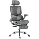 HOMCOM Scaun de birou ergonomic cu cotiere 4D, tetieră și ad&acirc;ncime șezut reglabile, plasă, gri | Aosom Romania
