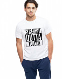 Tricou alb barbati - Straight Outta Tulcea - L