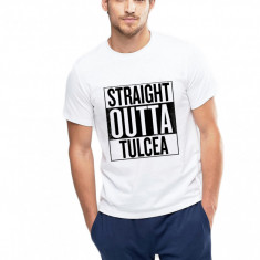 Tricou alb barbati - Straight Outta Tulcea - S