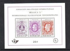 Belgia 1970 - Timbru pe timbru, Expo Belgica, colita neuzata