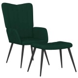 Cumpara ieftin Scaun de relaxare cu taburet, verde inchis, catifea