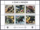 Sao Tome si Principe 2003 - Jamboree Thailanda - Dinozauri și minerale, Bloc, Cota 10 EURO, MNH