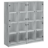 Cumpara ieftin Biblioteca cu usi gri sonoma 136x37x142 cm lemn compozit