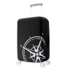 Husa Troler Kwmobile Lycra Negru/Alb, Marime L (25-28 inch), Protectie Bagaje Voiaj, Durabila, Model Busola