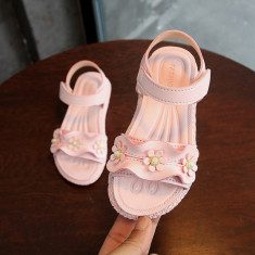 Sandale roz cu floricele - Antonia (Marime Disponibila: Marimea 22)