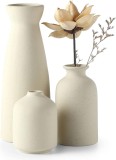 Cumpara ieftin Vaze din ceramica, Minimaliste, Elegante, Usor de curatat, Versatile, Crem, Set 3 Bucati - CN