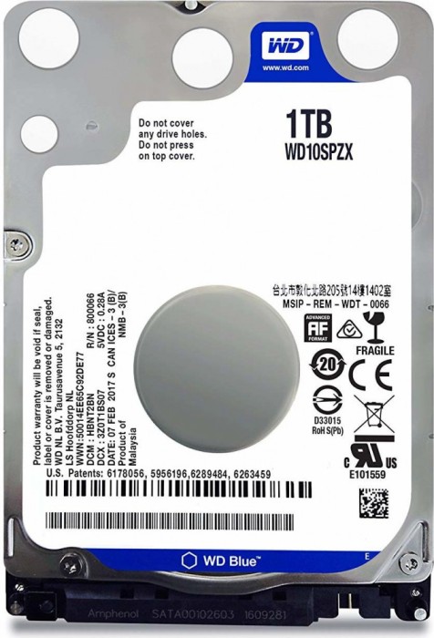 HDD notebook WD 1 TB, Blue, 5400 rpm, buffer 128 MB, 6 Gb/s, S-ATA 3, &quot;WD10SPZX&quot;