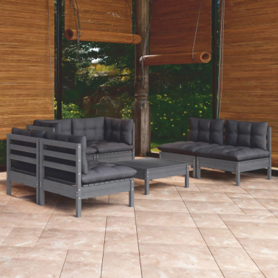 vidaXL Set mobilier grădină cu perne, 7 piese, lemn masiv de pin foto