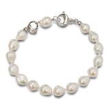 Cumpara ieftin Brățară Perle Baroc Albe Argint 925 Rodiat, Ajustabilă 18-23cm, Boeme, Handmade Italy, Cadou Inclus