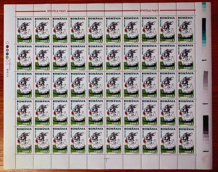 RO 2003 ,LP 1609 ,&quot;Sfintele Pasti&quot;, coala completa de 50 de serii , MNH